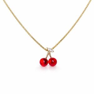 Elegant Gold Cherry Pendant Necklace
